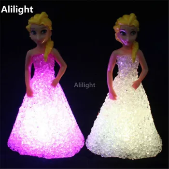 Deti Hračky Elsa Anna LED Nočné Svetlo Farebné Svetlá Gradient Crystal Noc Lampa Batérie Hračka Sviatok Vianočný Darček Svetlá images