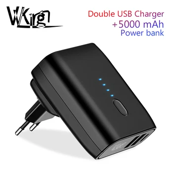 VVKing Cestovný USB Nabíjací 5000mAh Power bank 2 Nabíjačku USB 2 v 1, EÚ a USA Skladacia Plug 2.4 Rýchle Nabíjanie Pre iPhone Xiao Telefón images