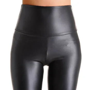 VS&LLWQ Kože, Lesklé Sexy Legíny pre Ženy Vadim 2020 Vysoký Pás Čierne Tvárny Faux Kožené Nohavice Mujer Legíny Ropa images