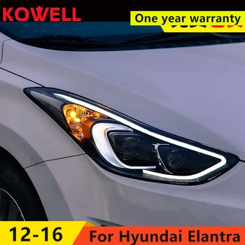 KOWELL Auto Styling Pre 2012-2016 Hyundai Elantra Svetlomety MD LED Reflektor DRL O5 Bi Xenon Šošovky, Vysoká Nízka Lúč Parkovanie Hmlové Svietidlo images