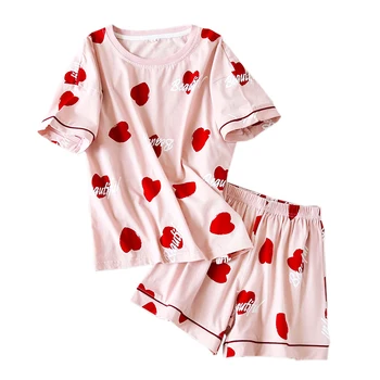 Nové Letné roztomilý krátke sleepwear ženy pyžamá zo bavlny Kórea sladké šortky pajama sady ženy, dámy oblečenie pre voľný čas odev images
