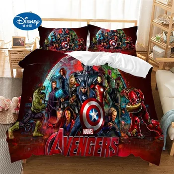 Disney 3D posteľná bielizeň Nastaviť Iron man, Thor Kapitán Amerika Spiderman Cartoon Avengers Perinu Nastaviť obliečka na Vankúš Deti Chlapcov Darček images