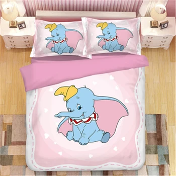 Disney Vianoce Krásne Mäkké Dospelý/deti Dumbo posteľná bielizeň Nastaviť Dievčatá Perinu Cartoon Vzor Plnej Kráľovná Twin Posteľná obliečka na Vankúš images