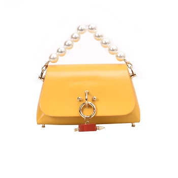 Elegantná Sučka Mini Pearl Tote Bag 2020 Módy Nové Kvalitné Kožené dámske Dizajnér Kabelka Zámok Reťazca Ramenný Messenger Taška images