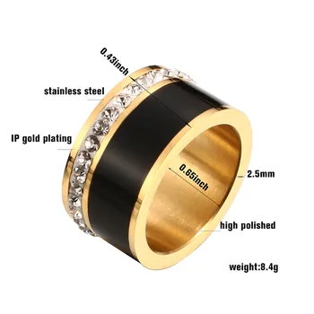 Kolo CZ Krúžok Luxusné Šperky z Nerezovej Ocele, Čierna Biela Kúzlo Prstene, Strieborné Ruže Zlaté Prstene pre Ženy, Dámy Svadobný Dar images
