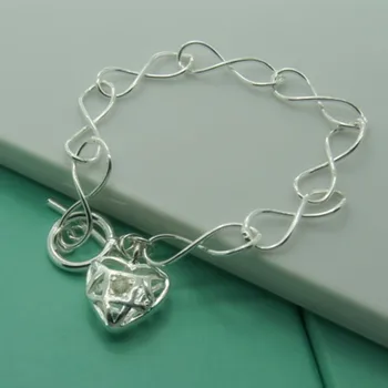 Ženské Jemné Šperky 925 Sterling Silver Duté Reťazca Srdce Kúzlo 8