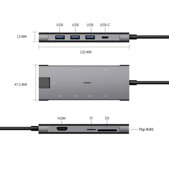 Dokovacej Stanice, Typ-C-HDMI Notebook, Tablet Pc, 8-In-1 Dokovaciu Stanicu Podporuje Sd, Rj45, USB3.0 a Ďalších Rozhrania images