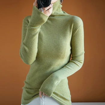 Turtleneck žien sveter vlna pevné pulóver mäkké pletené tesný topy dlhé rukávy krátke tenké módne teplá bunda images