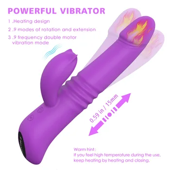 G-spot Vibrátor Rabbit Vibrátor Rotujúce Dual Silikónové Žena Kúrenie Klitorálny Masér Sexuálne Hračky pre Ženy images