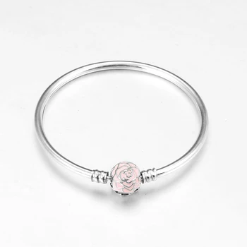 Nové Kúzlo 925 Sterling Silver pink rose šumivé náramok diy pre módne šperky dámske módne doplnky 2018 images