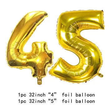 Amawill 45 Rokov, Narodeniny, Party Dekorácie pre Dospelých Black Happy Birthday Banner Star Fóliové Balóniky 12inch Latexový Balón 7D images