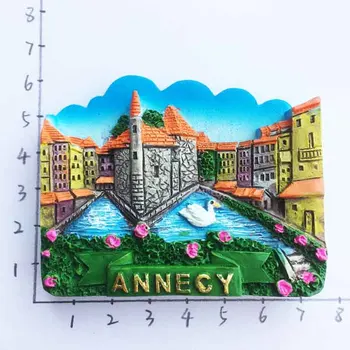 Alpy, Francúzsko, Annaxi Annecy troch-dimenzionální malebné turistické suveníry magnet nálepky chladnička images