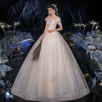 Svadobné Šaty 2020 Nové Gryffon Clasic Loď Krku Čipky Plesové Šaty Princezná Luxusný Župan De Mariee Vestido De Noiva Plus Veľkosť images