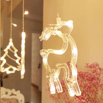 Vianočné osvetlenie 3,5 m LED Reťazec Vianoce Oponou svetla dekorácie pre domov 220V Víla Svetelné girlandy-Hviezdičkový Zvony Vonkajšie/Vnútorné images