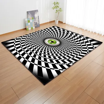 Kreatívne Čierna a biela Typ 3D Tlač Koberec obývacia izba koberec, Anti - Slip Kúpeľňa veľký Koberec Absorbovať Vodu Kuchyňa Mat images