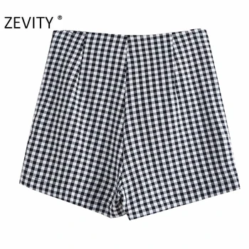 Zevity ženy móda koberčeky tlač bežné slim Bermudy Šortky dámske bowknot strane zips elegantné hot šortky pantalone cortos P889 images