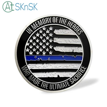 1Set/veľa Modrá Žije Ohľadu na Výzvu na Mince+Patch Brániť Životy Amerických policajtov V Pamäti Hrdinov Darček images