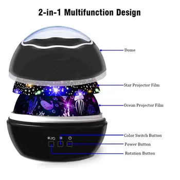 Farebné Rotujúce Projektor Nočné Svetlo Hviezdnej Oblohe, Hviezda Master Deti detský Baby Spánku Romantický LED USB Projekčnej Lampy images