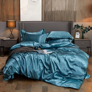 2021NEW posteľná bielizeň Sady hodvábny satén Textílie Luxusné obliečky kryt nastaviť Twin Gueen King size posteľ stanovuje Pevné farebné Obliečky sady images