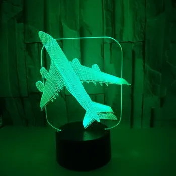 Lietadlo Kreatívny Darček Akryl Farebné Nočné Osvetlenie 3d Jedinečný Dekoratívne Stolové Osvetlenie detskej izby, dekorácie 3D nočné svetlo images