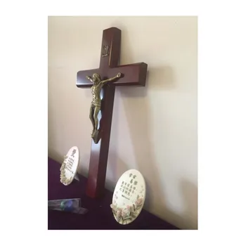 21.6 cm Vysoká Kvalita Rosewood Ježiša Krista na INRI Zuhoľnatie Drevo Kríža Stene Kríž Domácej Kaplnke Dekorácie Kovové Plastiky images