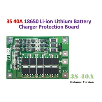 3S 40A Li-Ion Lithium Batérie Nabíjačky Ochranné Dosky PCB BMS s Balancer pre Vŕtanie Motorových 11.1 V 12,6 V Lipo Bunky Modul images