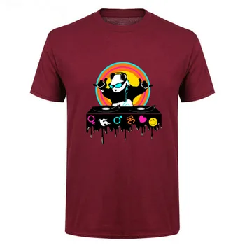 Plus veľkosť Mladý muž Panda dj Funny T-shirt Bavlna, Krátky Rukáv Letné Topy Bežné mužov tričko images